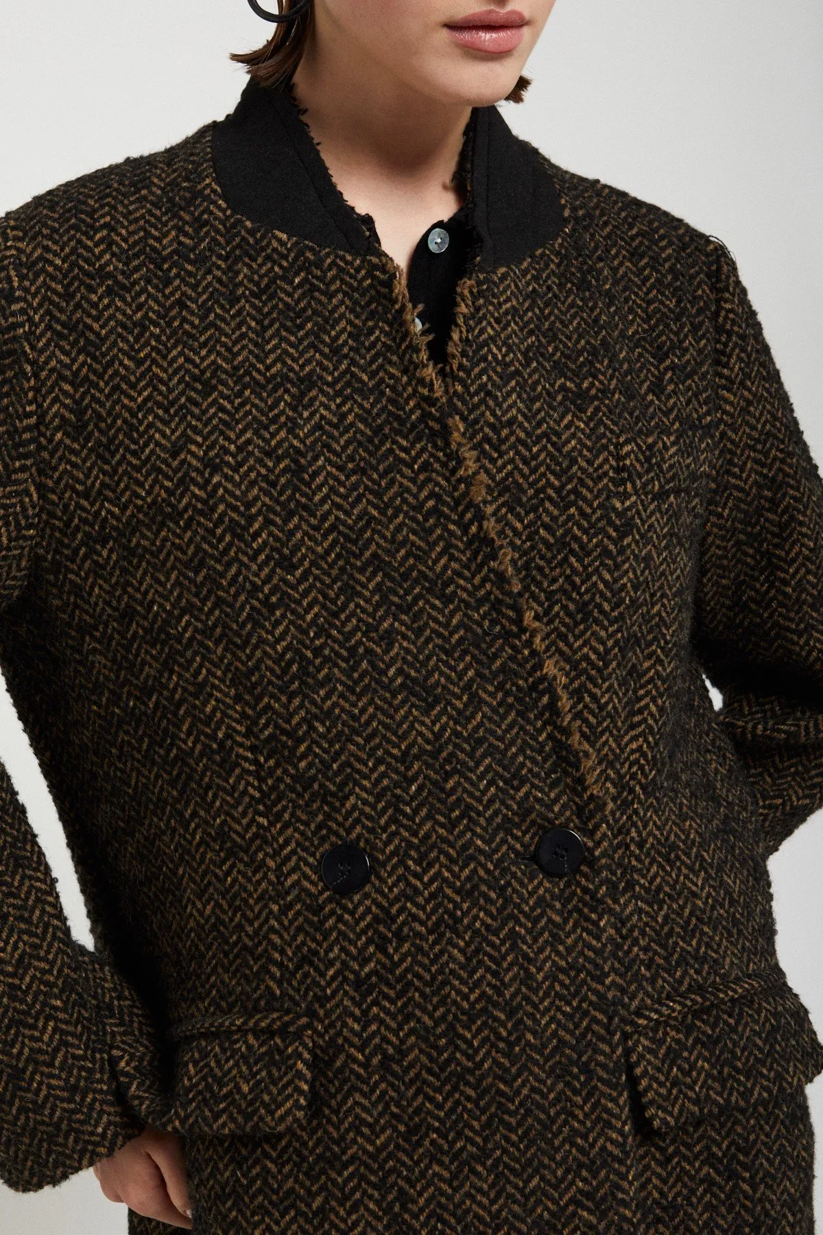 Tweed double-breasted coat