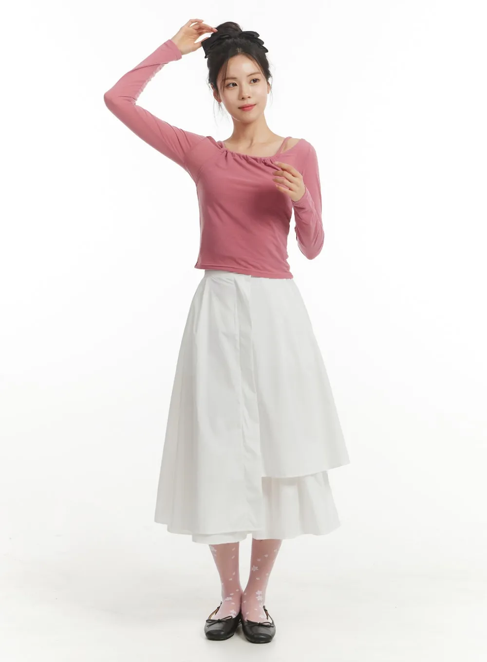 Unbalanced Cotton Midi Skirt OM406