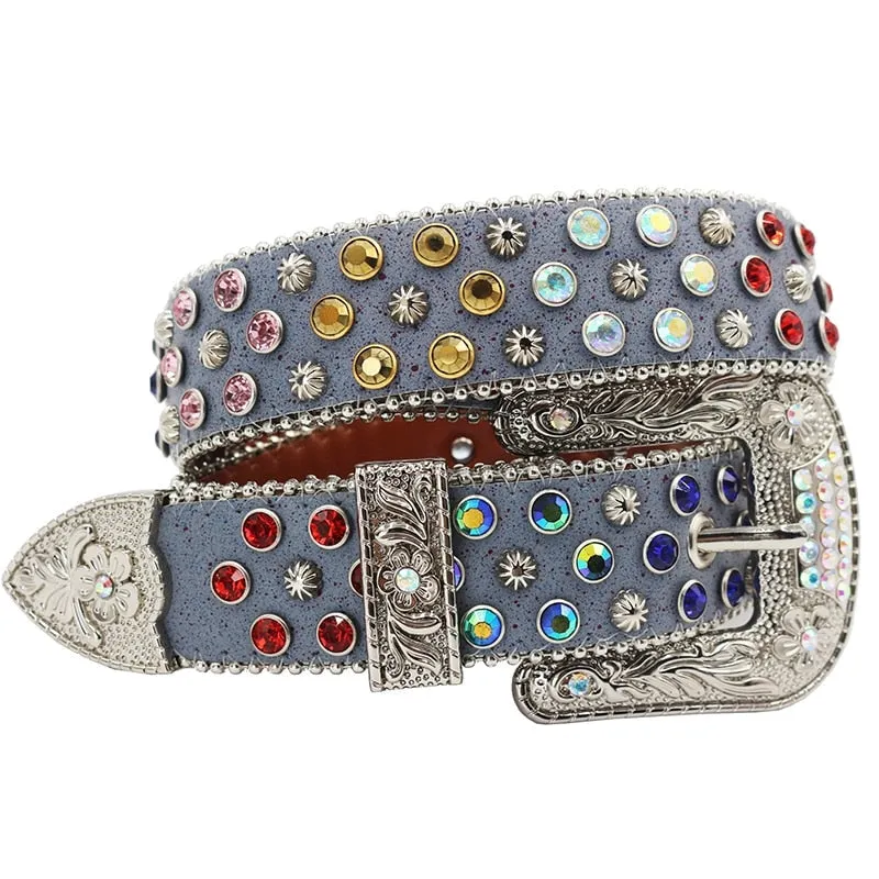 Unisex Crystal Pin Buckle Diamond Studded Casual Rhinestones Belt