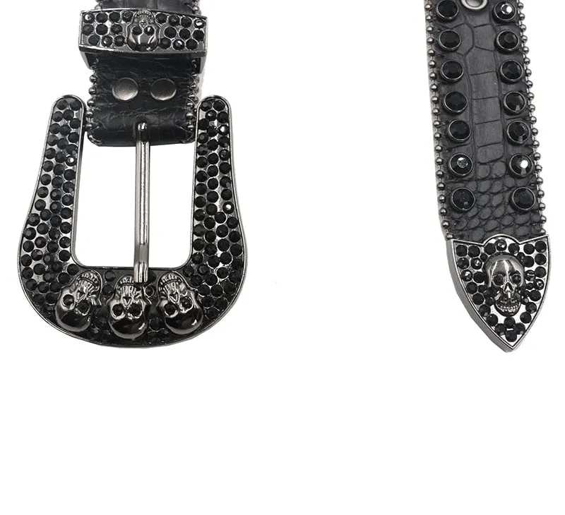 Unisex Crystal Pin Buckle Diamond Studded Casual Rhinestones Belt