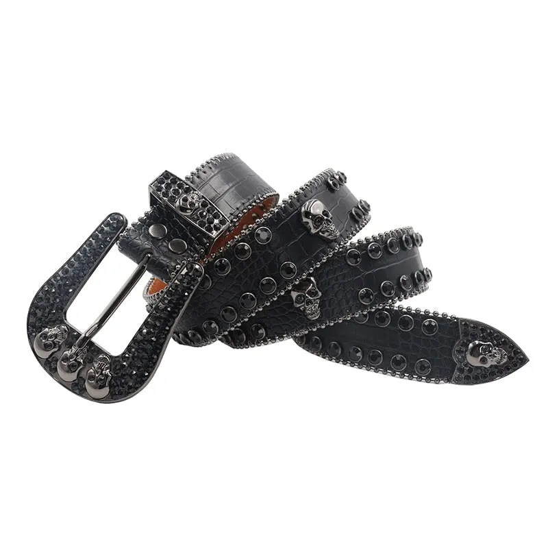 Unisex Crystal Pin Buckle Diamond Studded Casual Rhinestones Belt