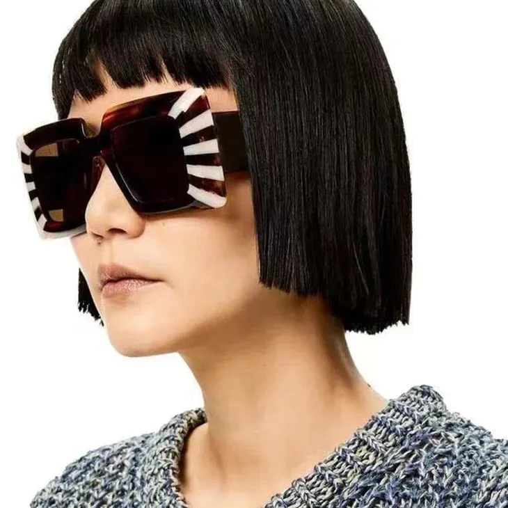 Unisex Vintage Punk Big Square Frame Oversized UV400 Shades Sunglasses