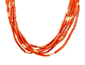 Van Cleef & Arpels Coral 14 Karat Gold Vintage Multi-Strand Necklace