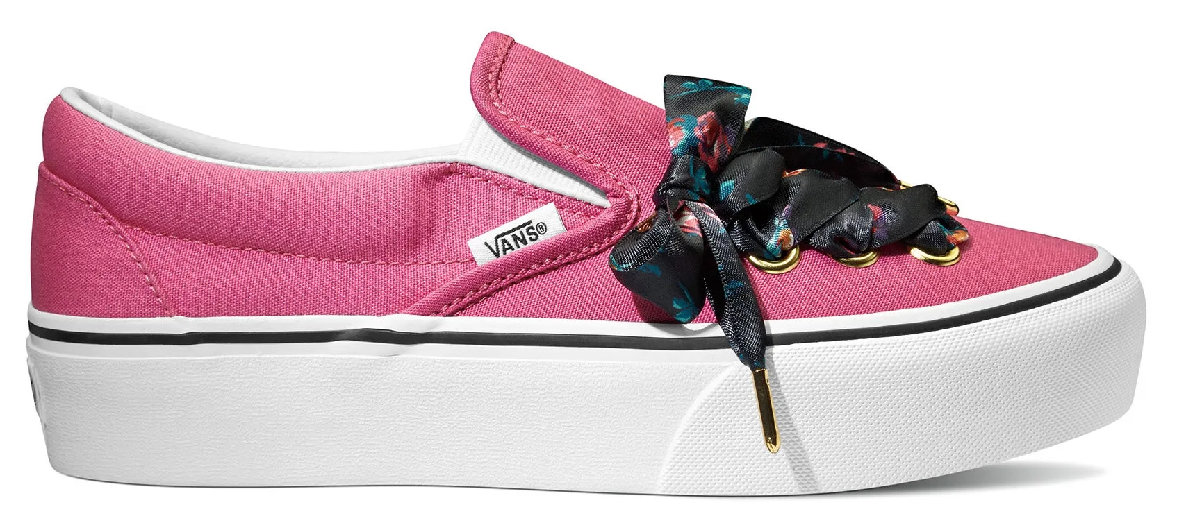 Vans Classic Slip On Platform (Oversized Lace) Carmine Rose/True Wht