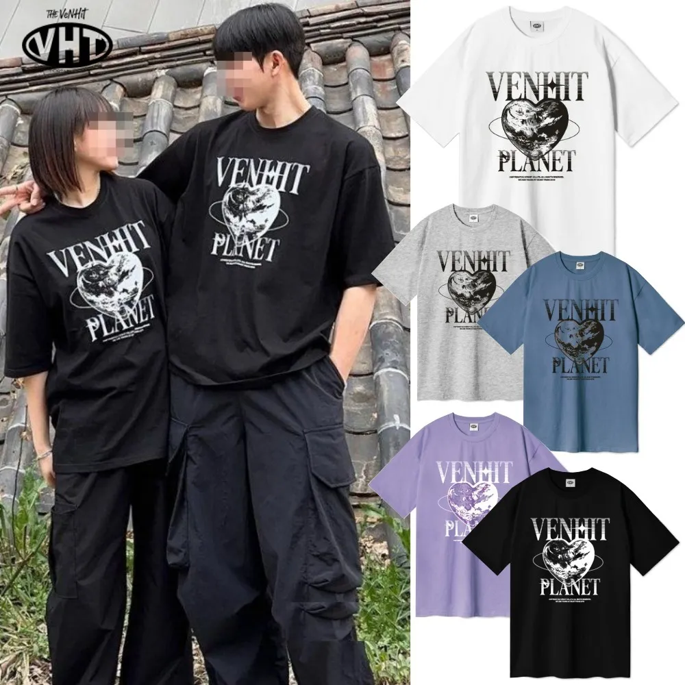 VENHIT  |Heart Unisex Street Style Short Sleeves Oversized Logo