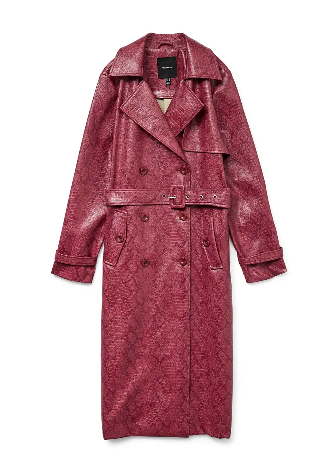 Vero Moda Carolina Snake Trench Coat, Wine