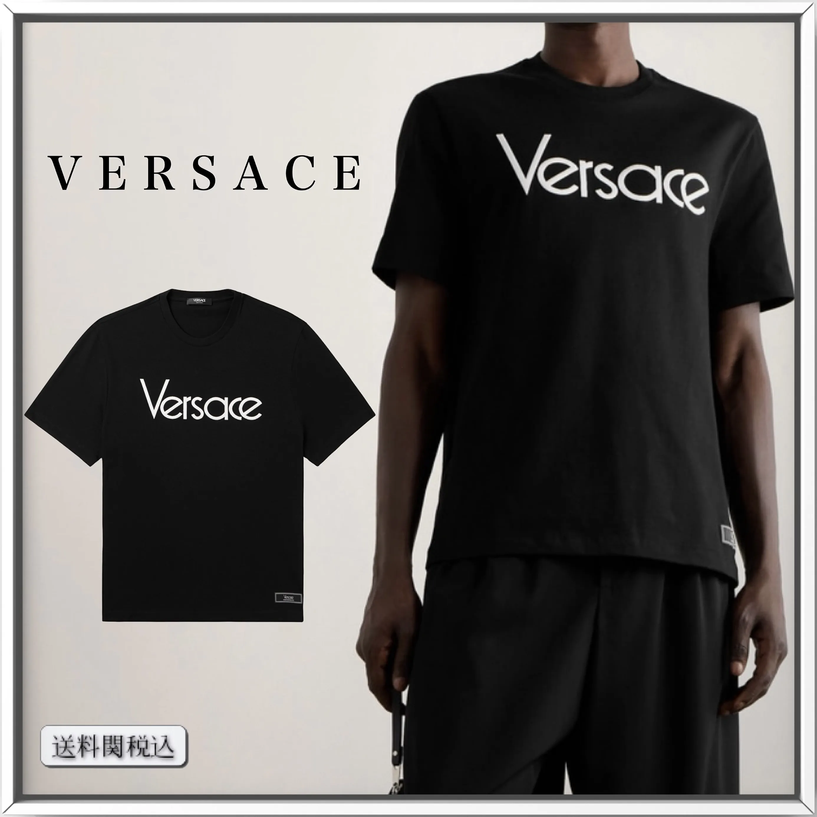 VERSACE  |Crew Neck Cotton Short Sleeves Logo Luxury