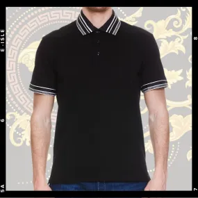 VERSACE  |Stripes Cotton Short Sleeves Luxury Polos