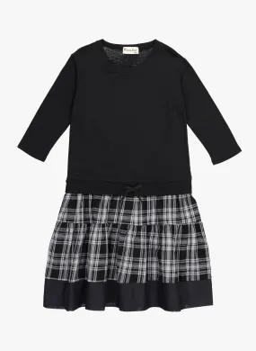 Vierra Rose Mona Sweatshirt Combo Dress in Black Plaid