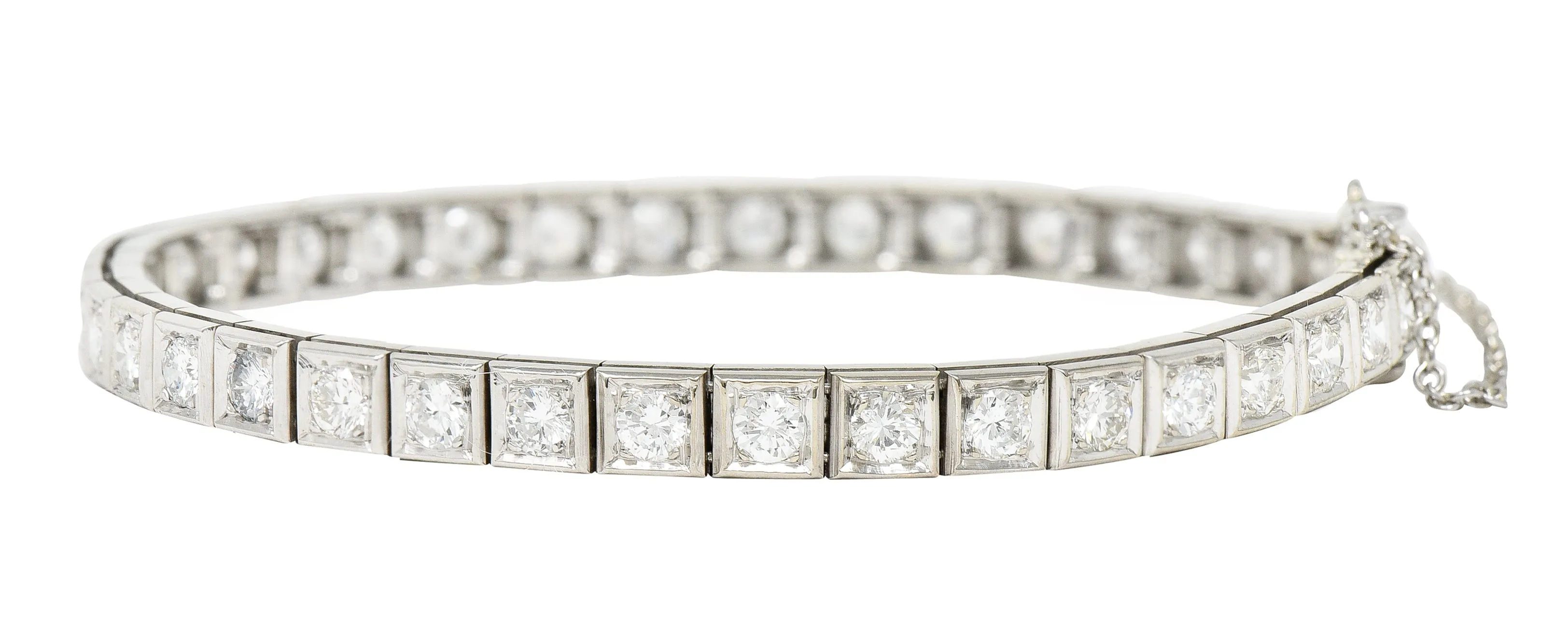 Vintage 4.00 Diamond 14 Karat White Gold Line Bracelet