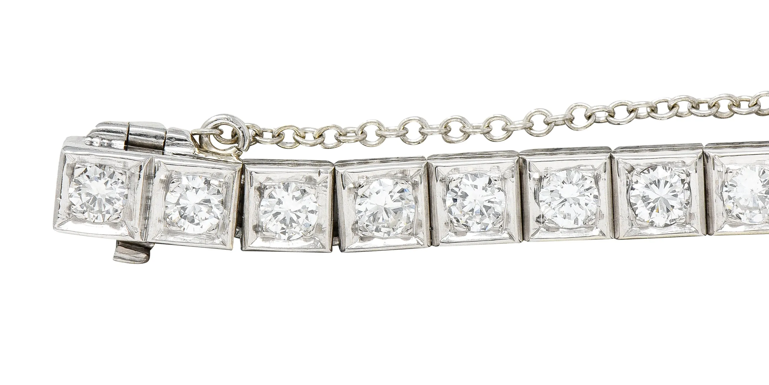 Vintage 4.00 Diamond 14 Karat White Gold Line Bracelet