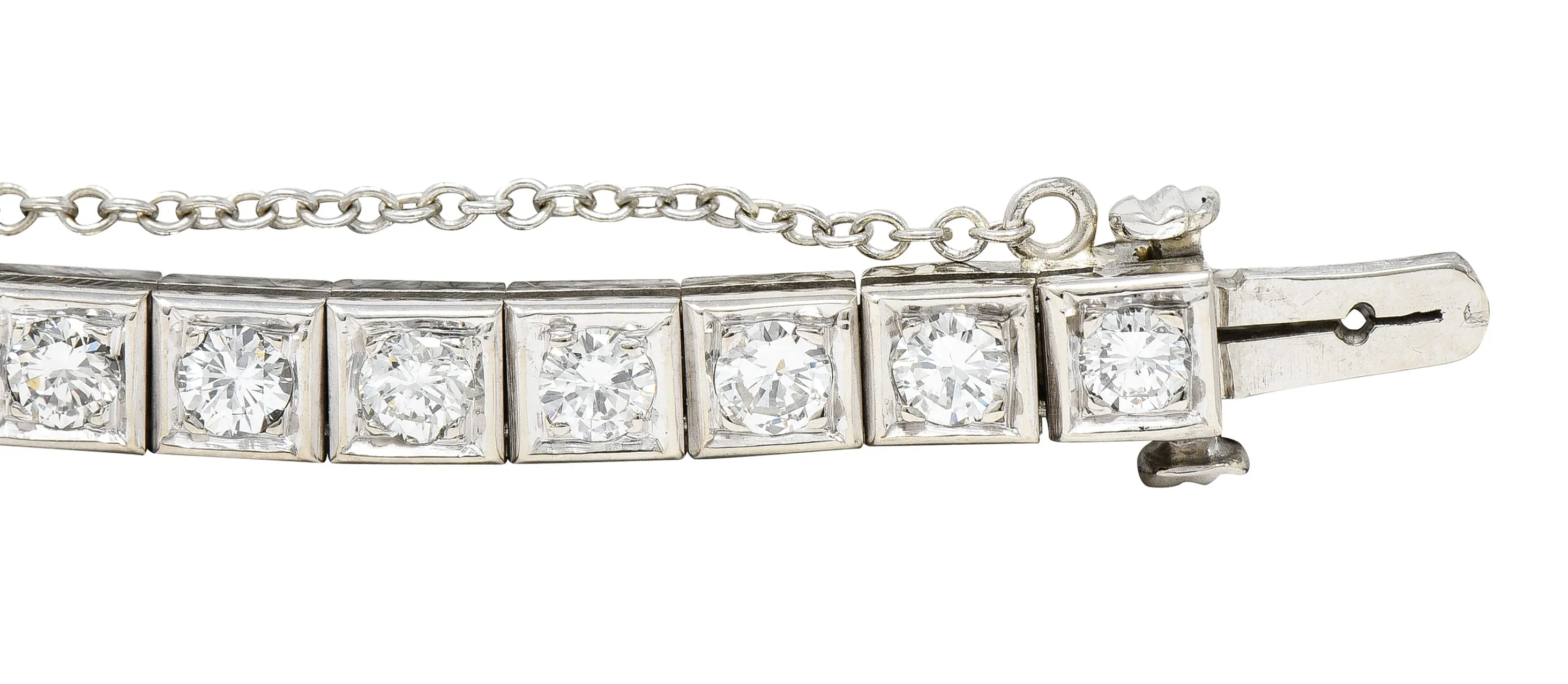 Vintage 4.00 Diamond 14 Karat White Gold Line Bracelet