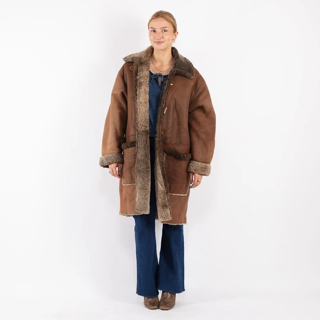 Vintage 80's Women Oversized Sheepskin in Brown