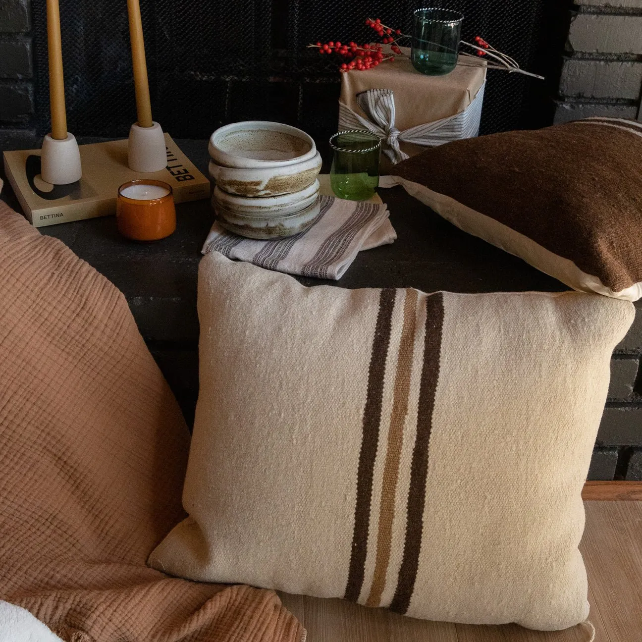 Vintage Natural Stripe Pillow