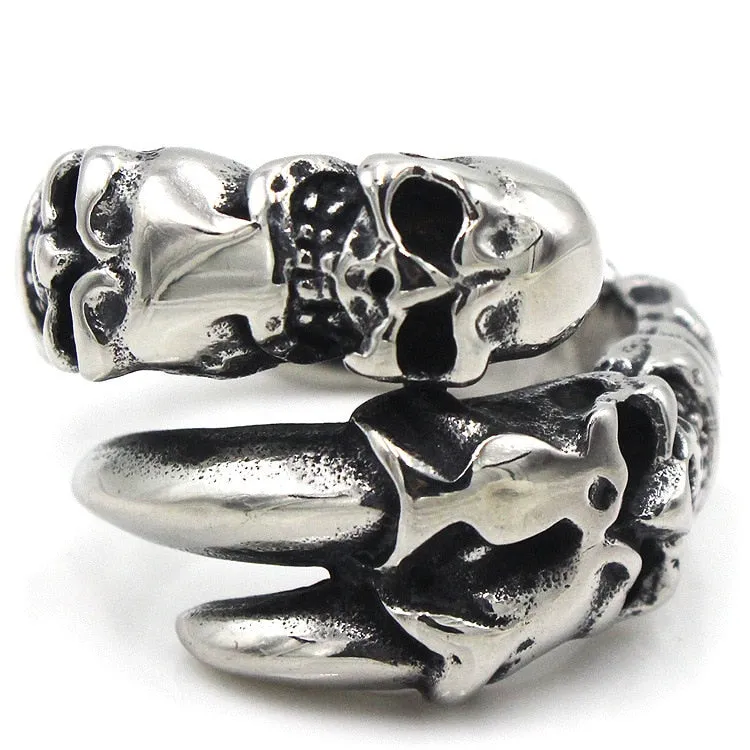 Vintage Punk Rock Beast Claw Skull Ring