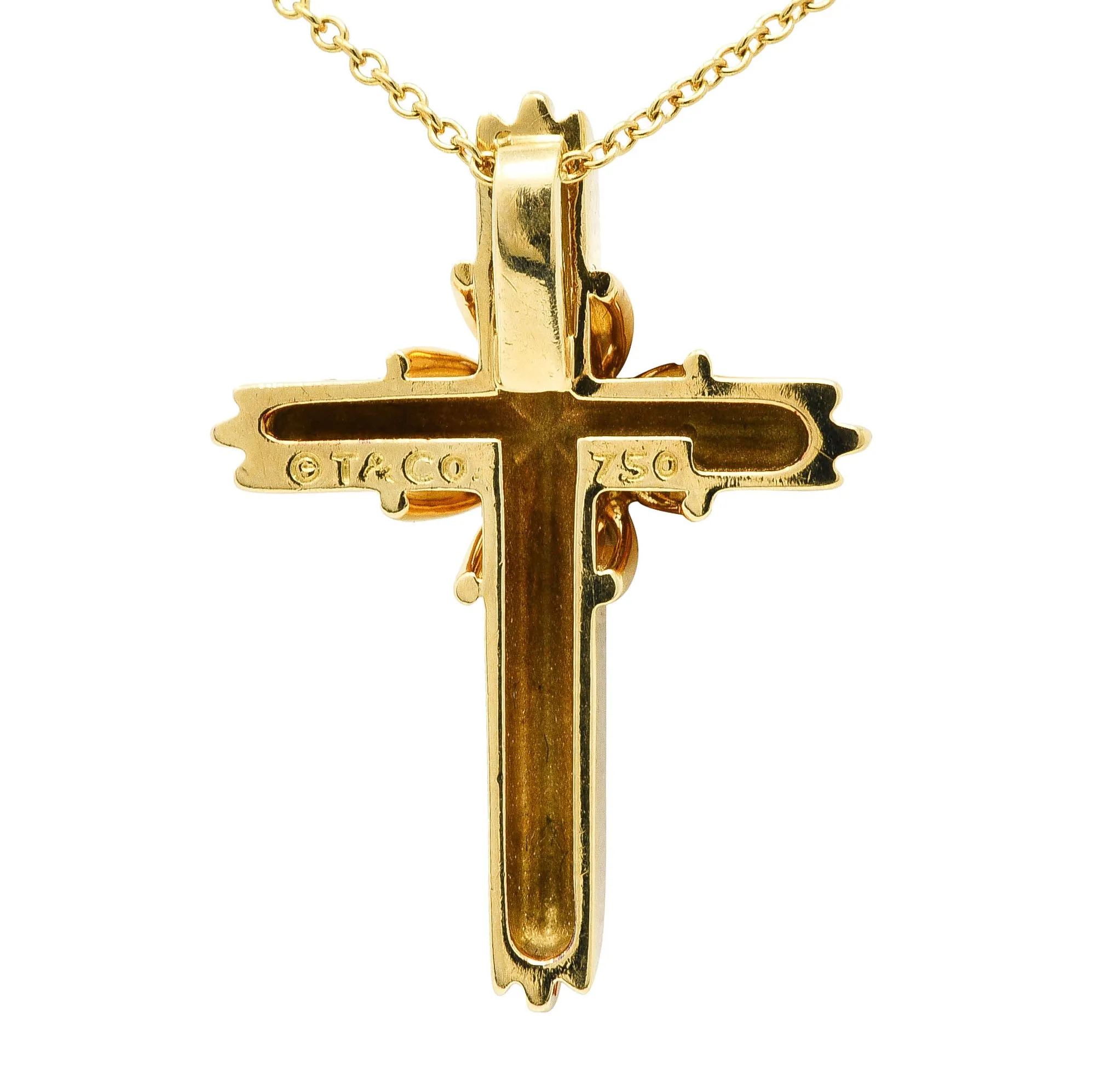 Vintage Tiffany & Co. Diamond 18 Karat Gold Cross Signature X Pendant Necklace