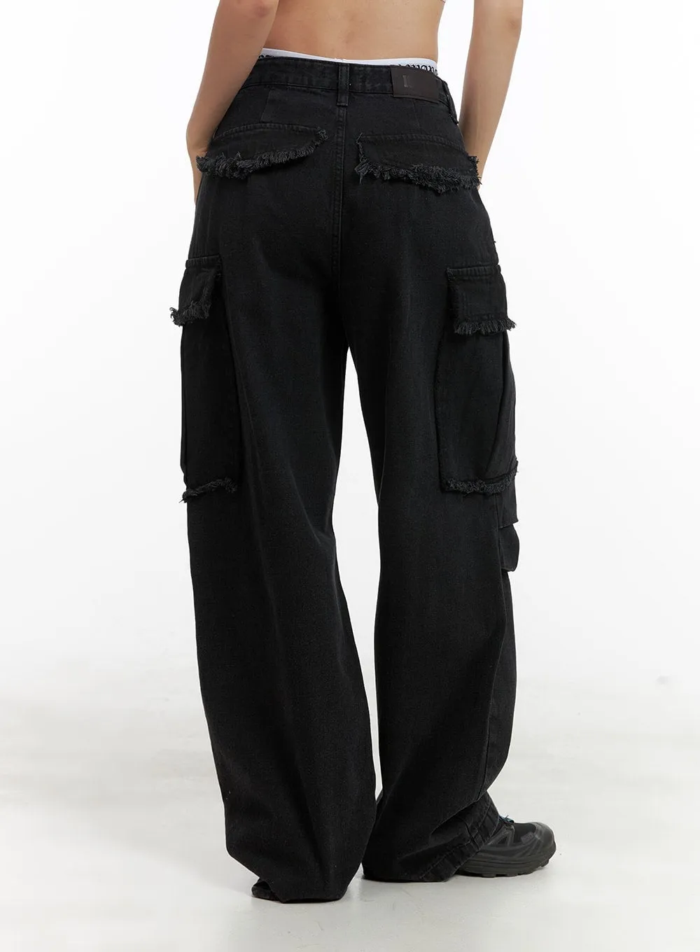 Wide Fit Cargo Baggy Jeans CA416