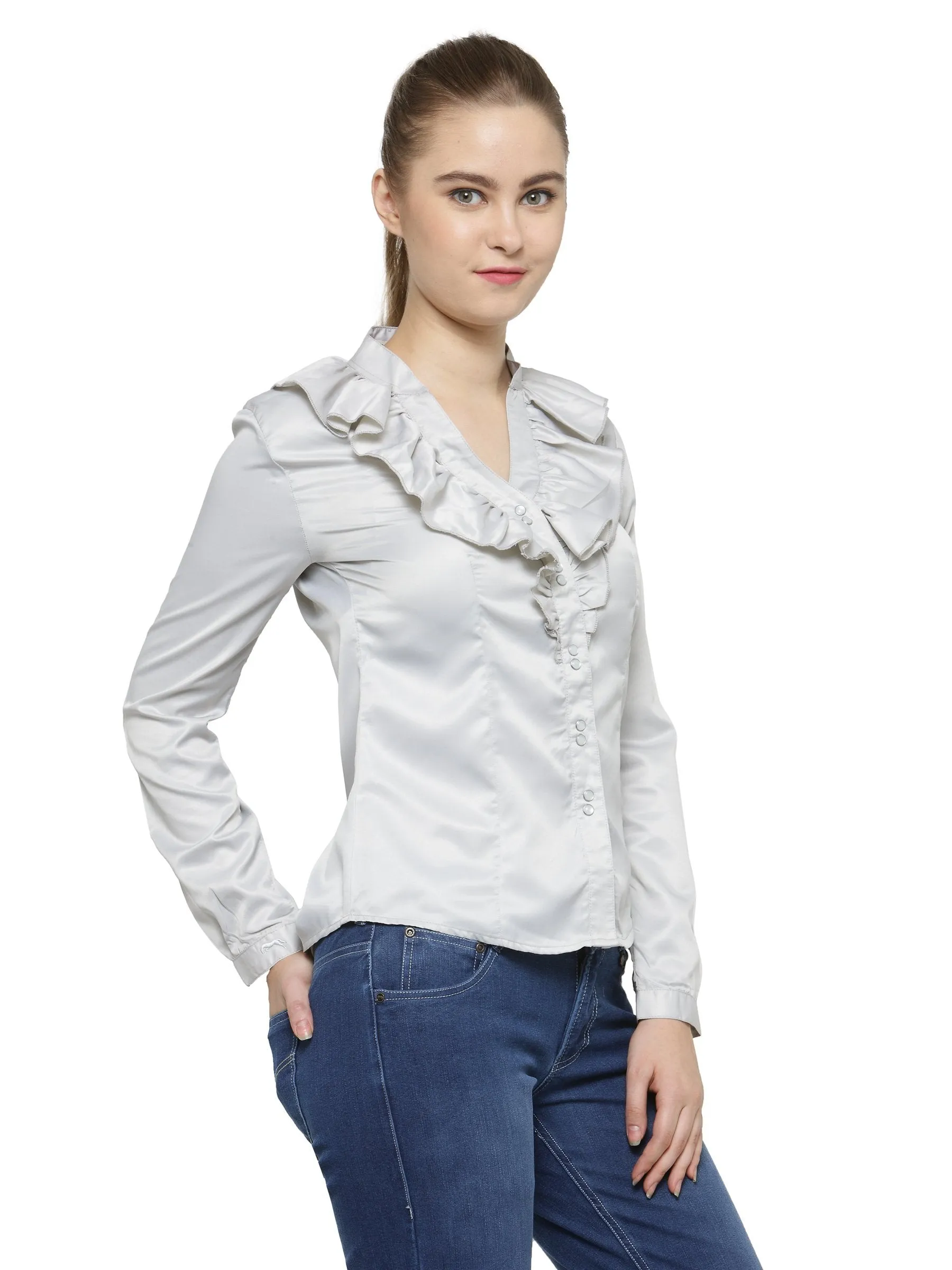 Women Fashionable Long Sleeves Polyester Shirt