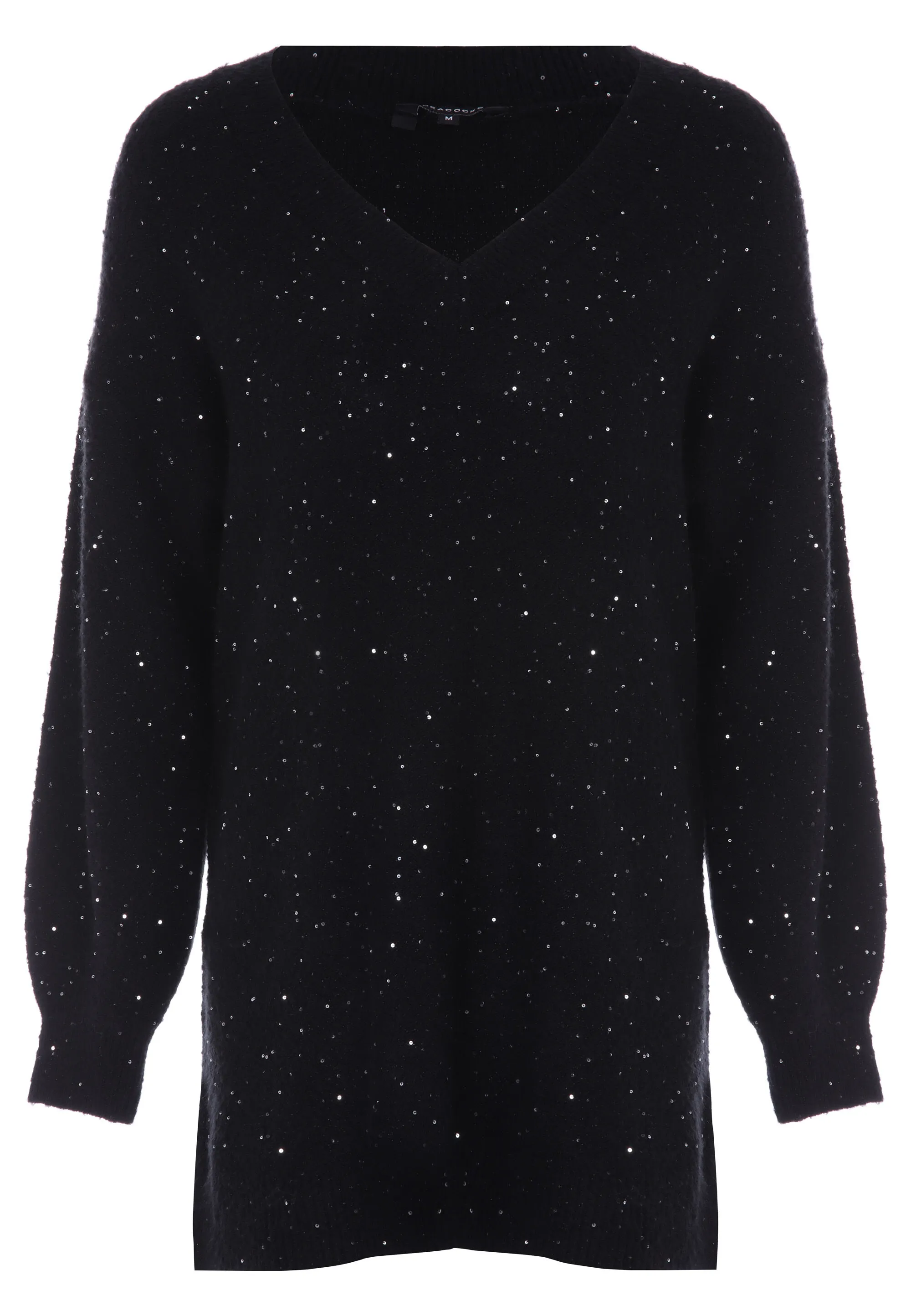 Womens Black Sequin Tunic Jumper