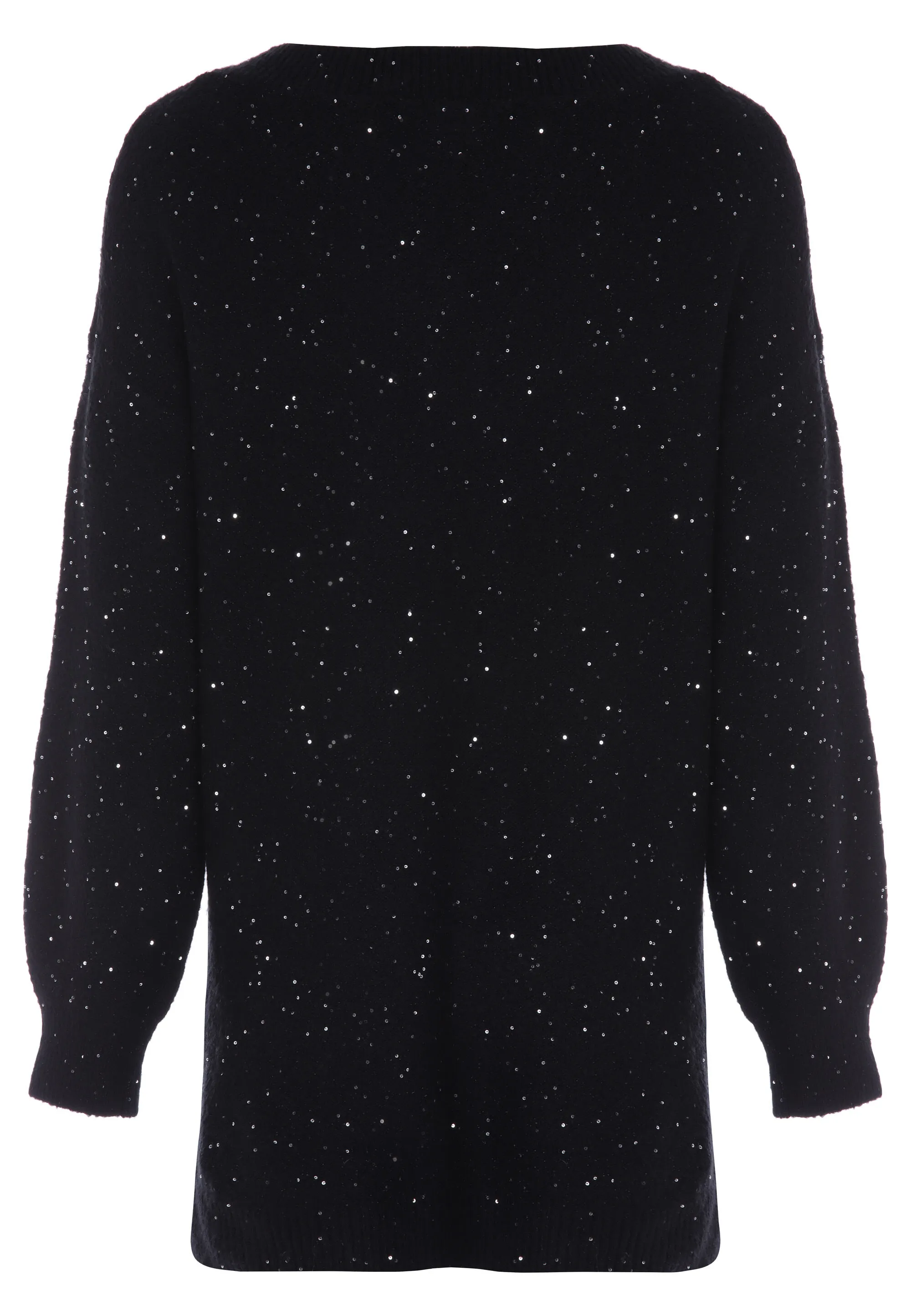 Womens Black Sequin Tunic Jumper