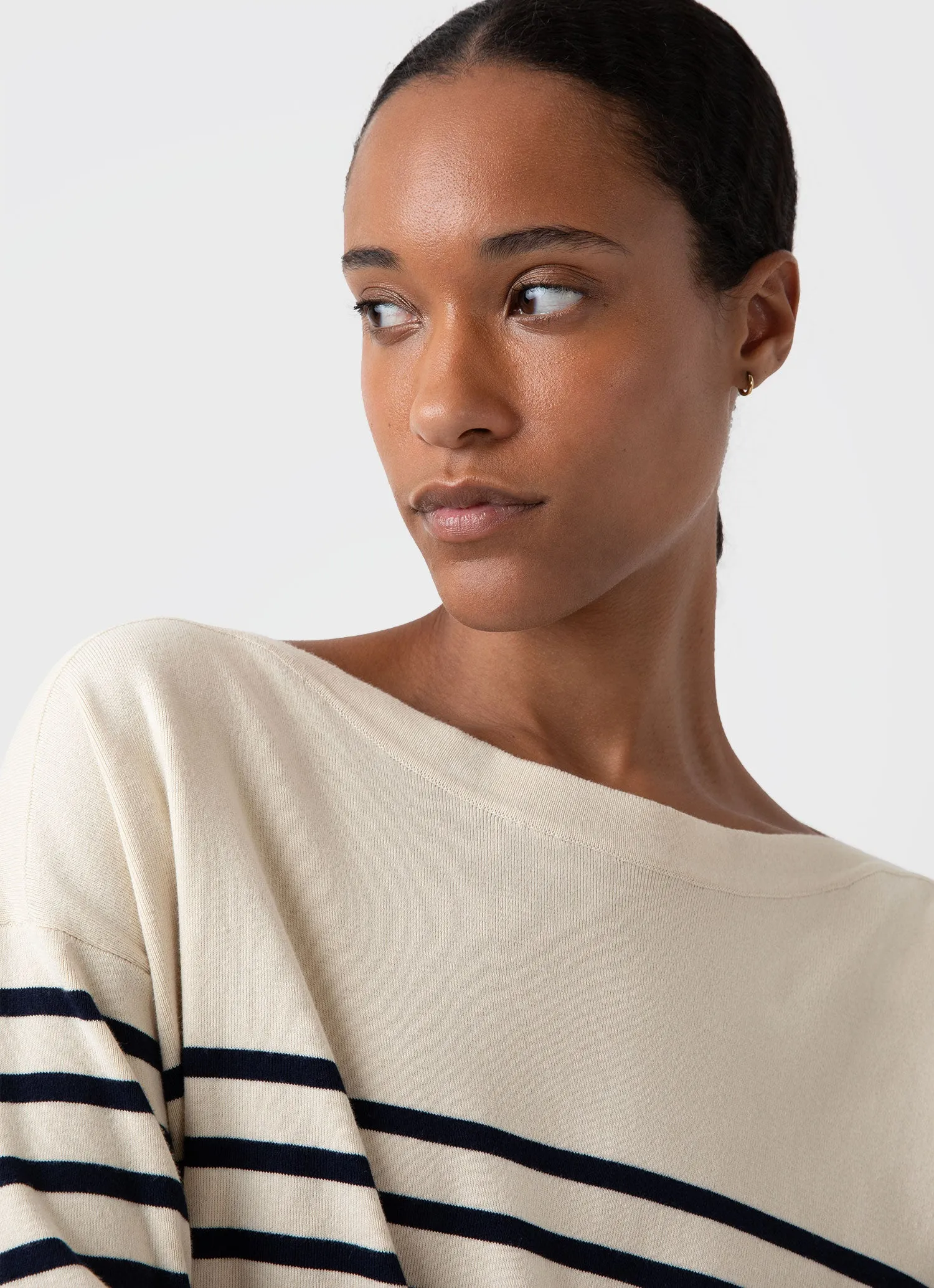 Women's Breton Stripe Jumper in Ecru/Navy