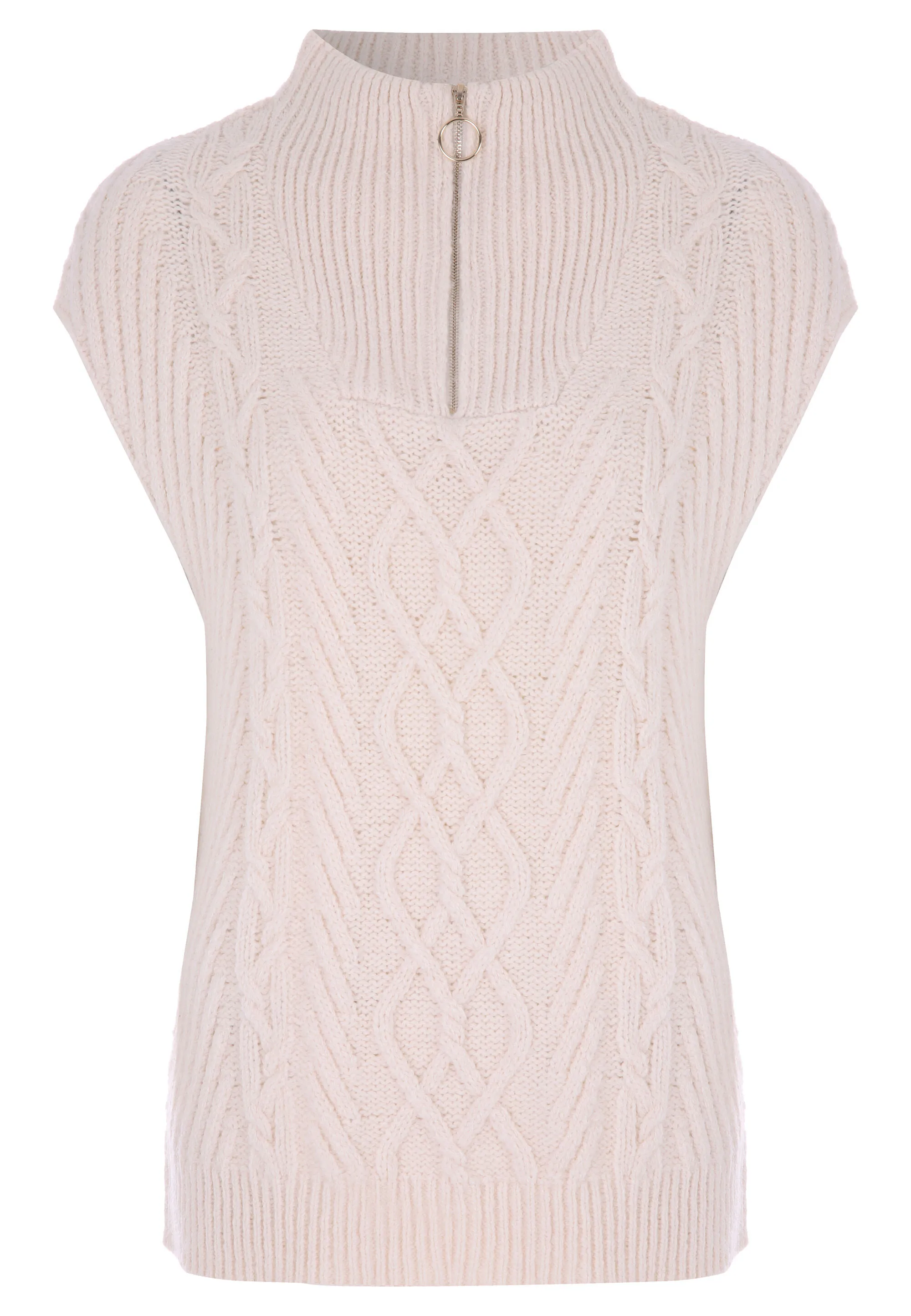 Womens Cream Cable Knit Sleeveless Tank Jumper