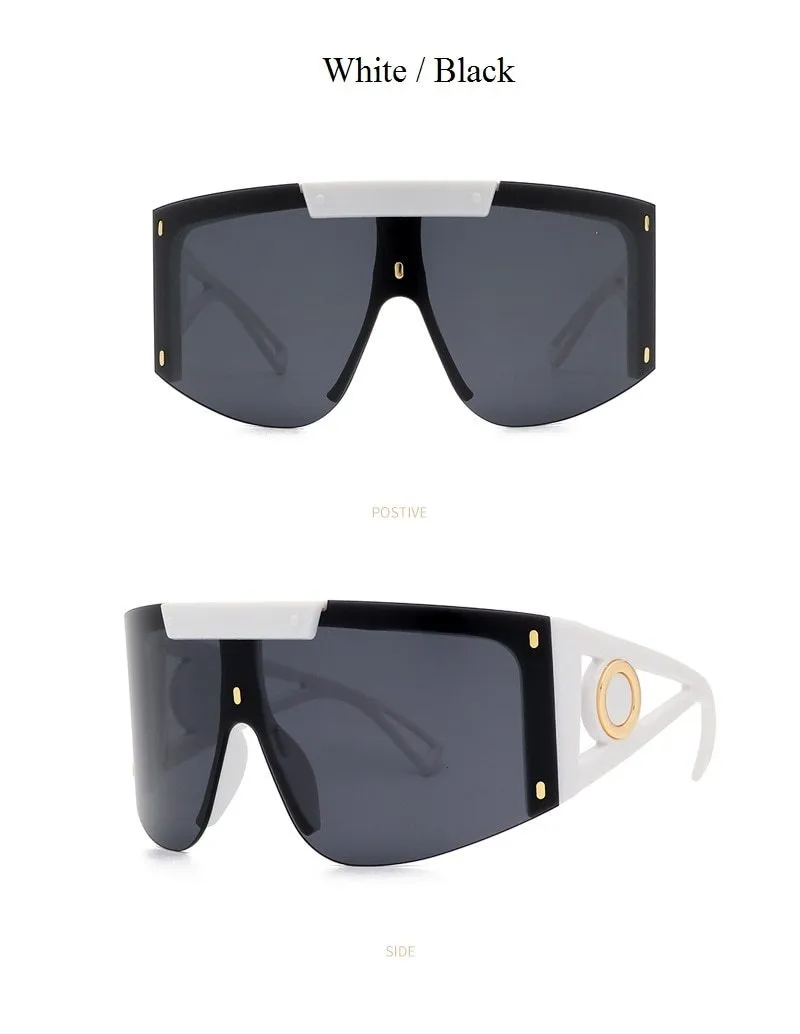 Women's Gradient UV400 One Piece Big Oversized Shield Type Sunglasses