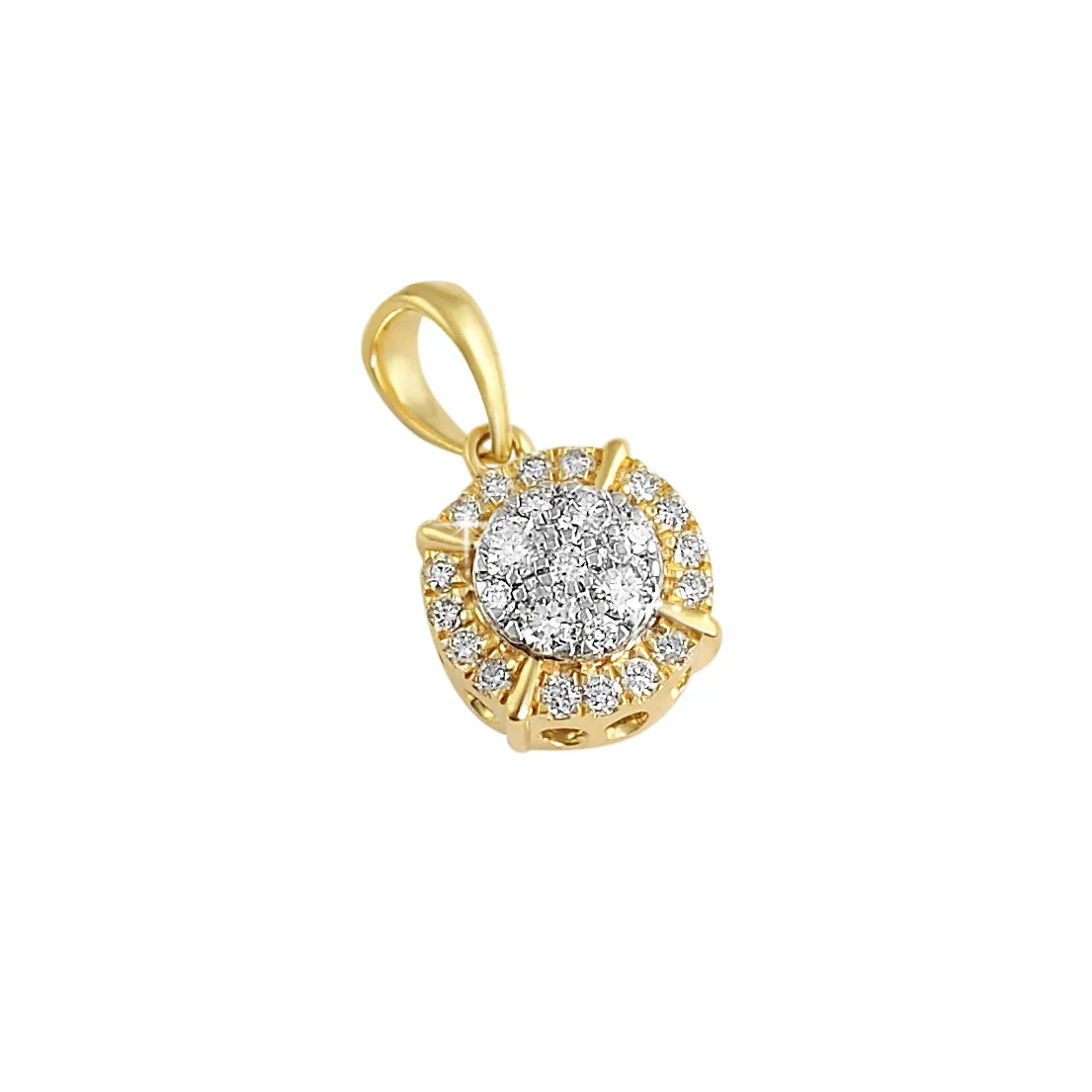 Womens Pave Solitaire Diamond Pendant .47cttw 10K Yellow Gold