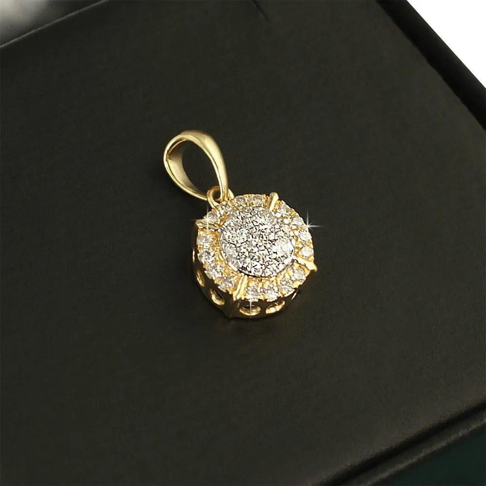 Womens Pave Solitaire Diamond Pendant .47cttw 10K Yellow Gold