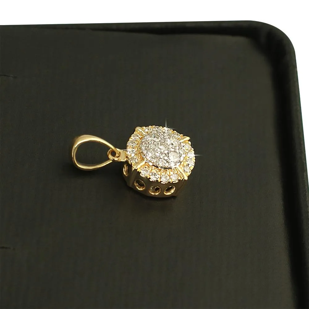 Womens Pave Solitaire Diamond Pendant .47cttw 10K Yellow Gold