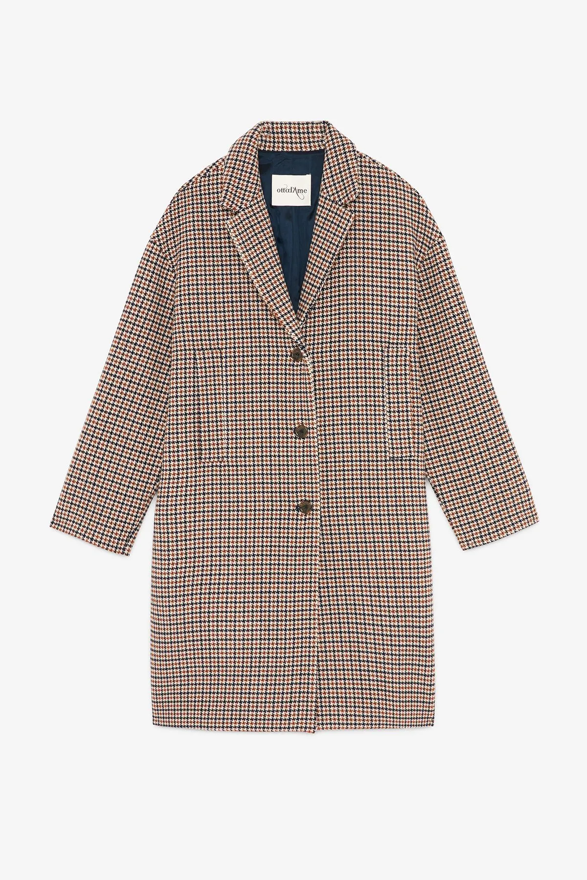 Wool-blend check coat