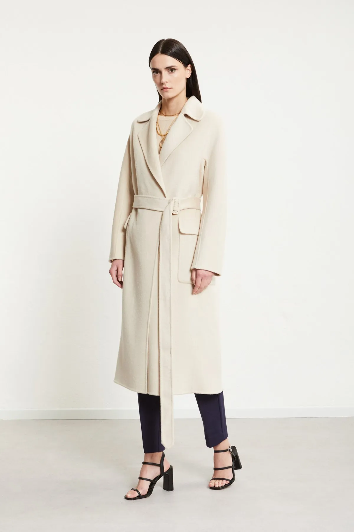 Wool-blend long coat