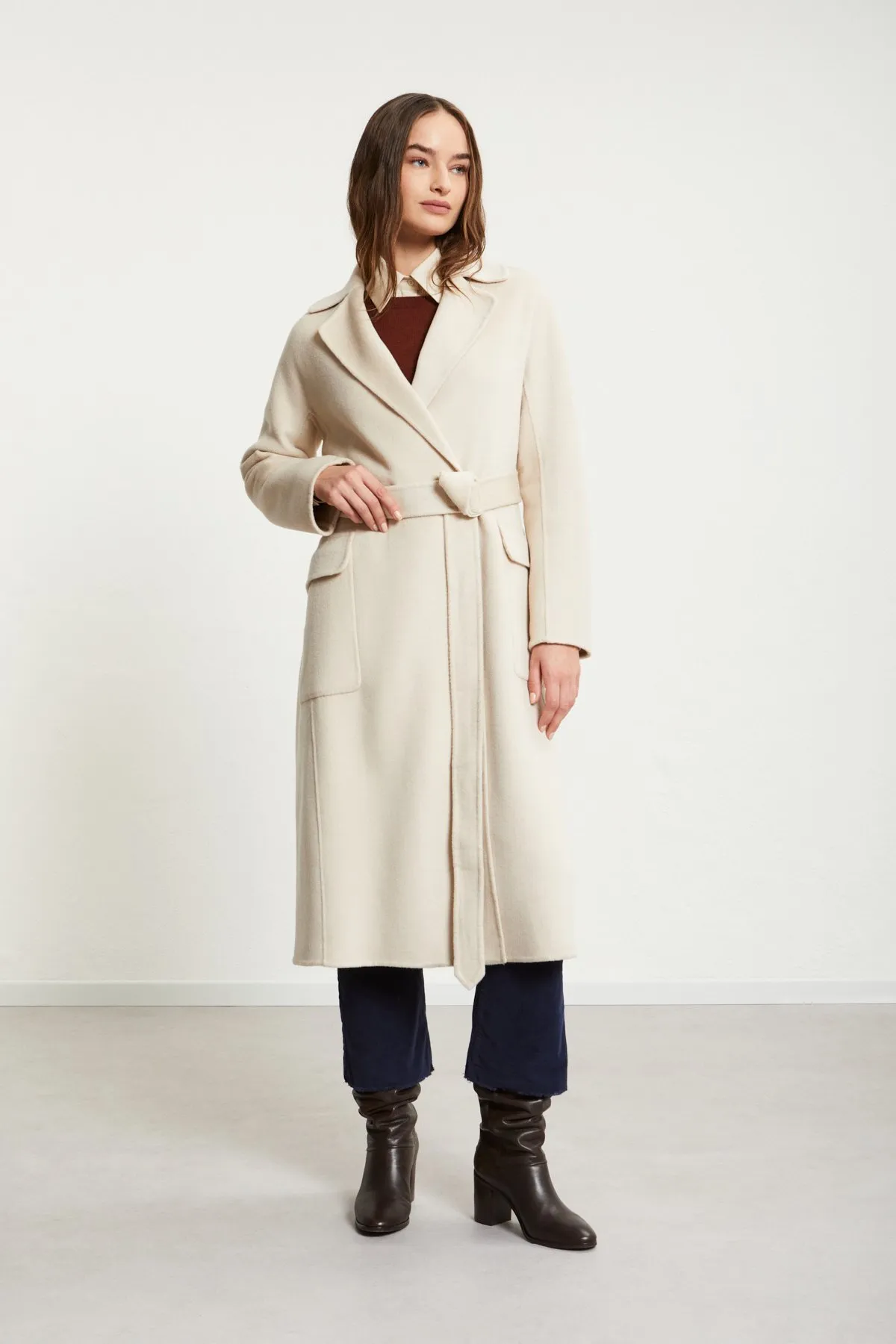 Wool-blend long coat