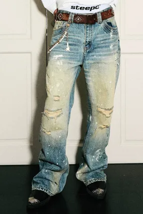 Yellowstone Distressed Paint-Splatter Jeans