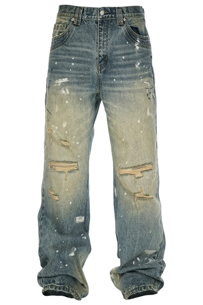 Yellowstone Distressed Paint-Splatter Jeans