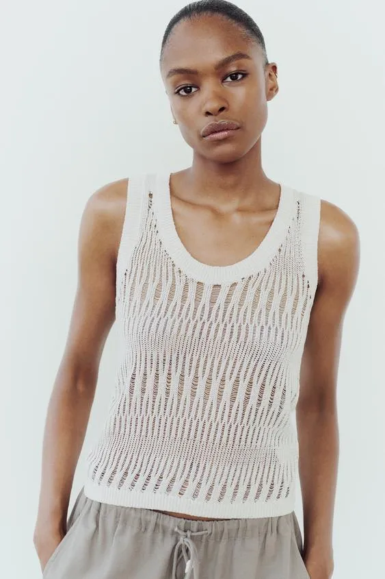 ZARA  |Cotton Metallic Tanks & Camisoles