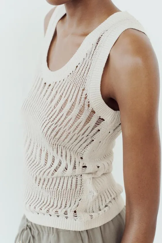 ZARA  |Cotton Metallic Tanks & Camisoles