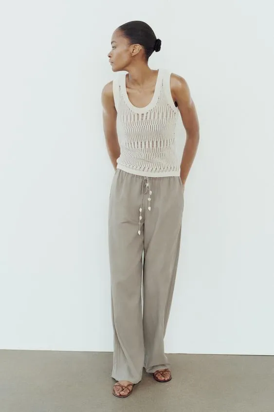 ZARA  |Cotton Metallic Tanks & Camisoles