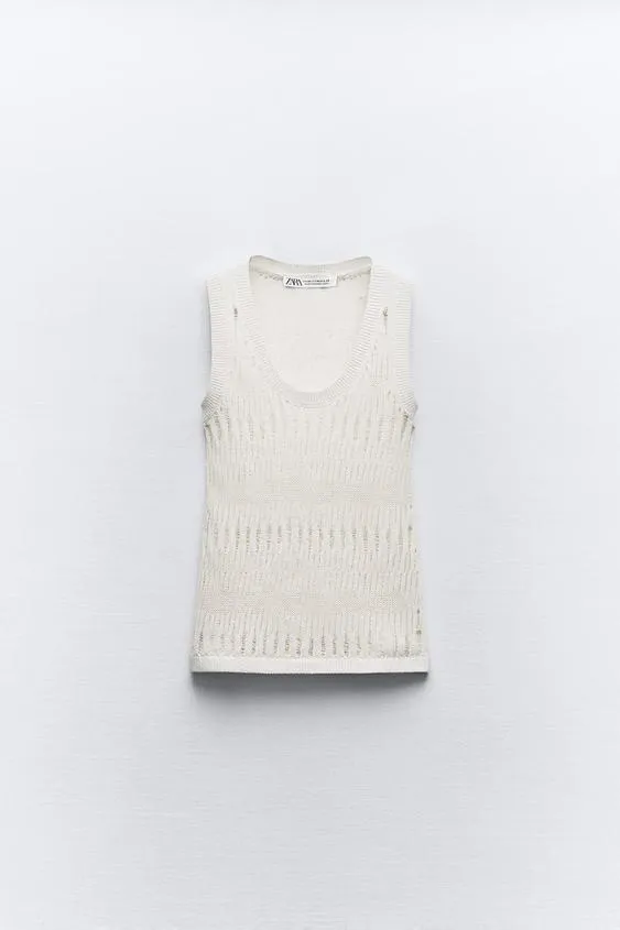 ZARA  |Cotton Metallic Tanks & Camisoles